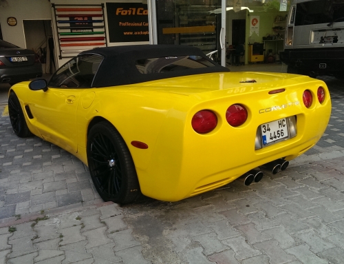 corvette sarı araç kaplama