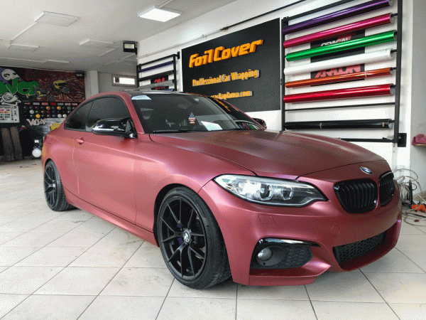 bmw kaplama mat bordo kaplama foilcover araç kaplama