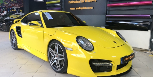 porsche 911 opak sarı kaplama araç kaplama fiyatları 2019 foil cover araç kaplama